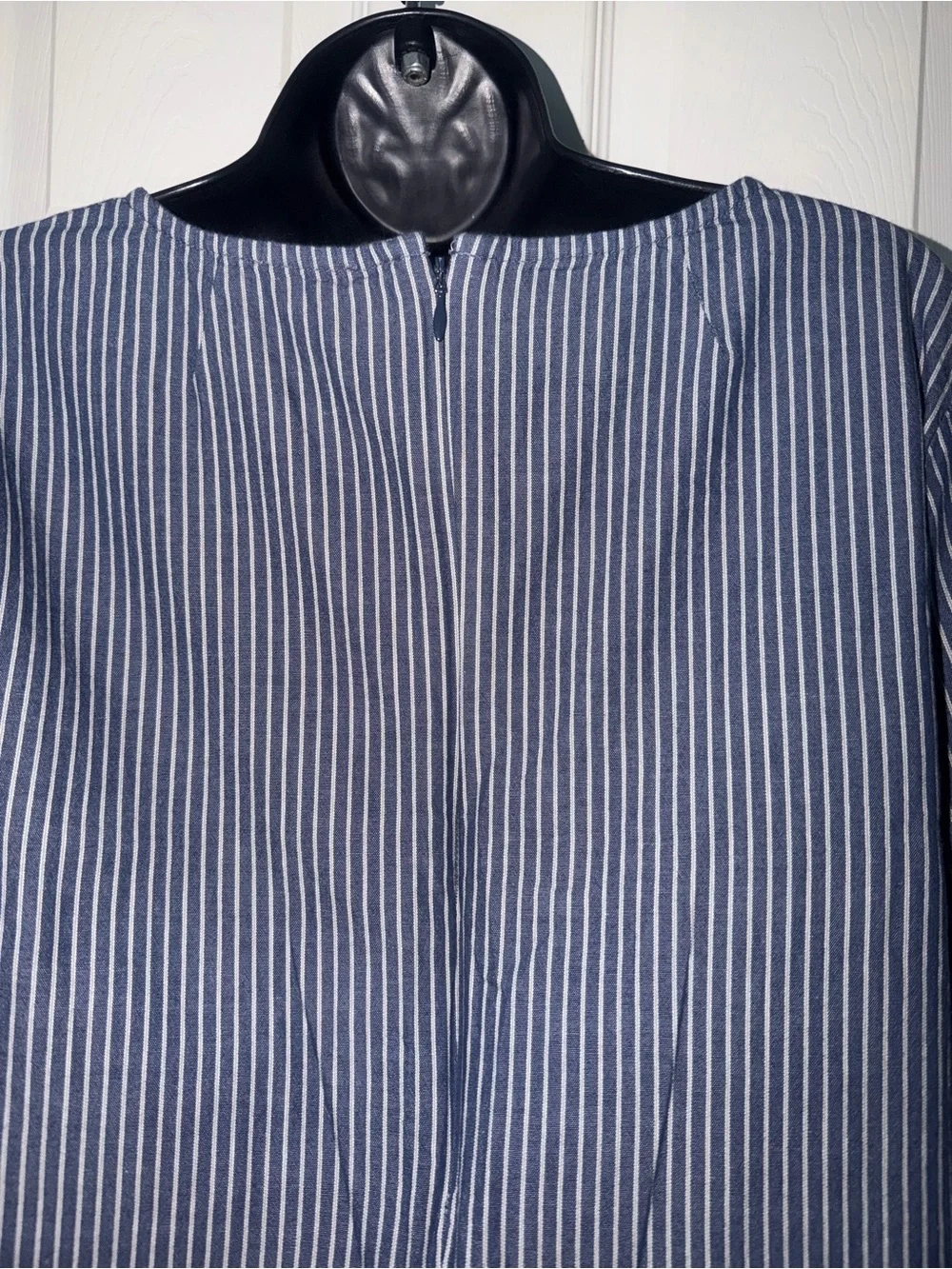 J Crew Chambray Blue Striped Bell Sleeve Dress